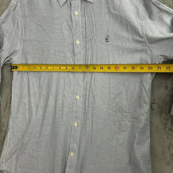 John Varvatos USA Shirt Mens Medium Striped Peace Sign Logo Button Up Casual - Picture 3 of 10